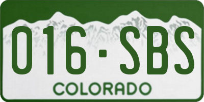 CO license plate 016SBS