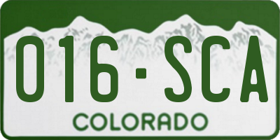 CO license plate 016SCA