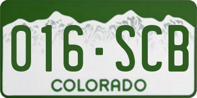CO license plate 016SCB