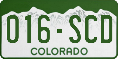 CO license plate 016SCD