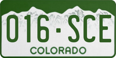 CO license plate 016SCE