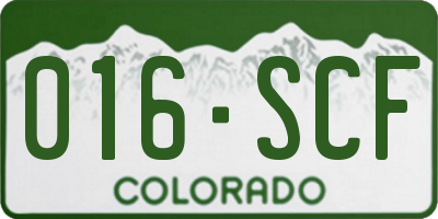 CO license plate 016SCF