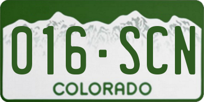 CO license plate 016SCN