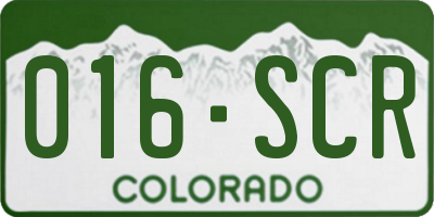 CO license plate 016SCR