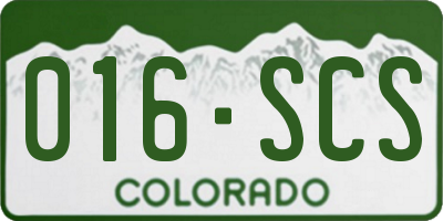 CO license plate 016SCS