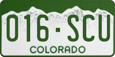 CO license plate 016SCU