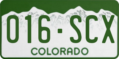 CO license plate 016SCX