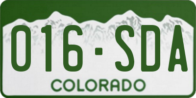CO license plate 016SDA