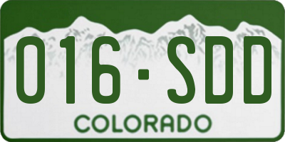 CO license plate 016SDD