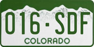 CO license plate 016SDF