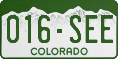 CO license plate 016SEE