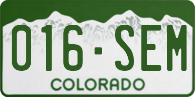 CO license plate 016SEM