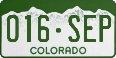 CO license plate 016SEP