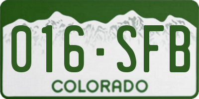 CO license plate 016SFB