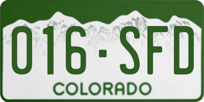 CO license plate 016SFD