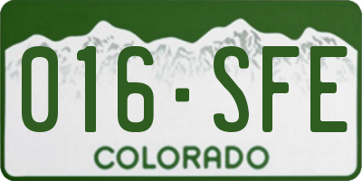 CO license plate 016SFE