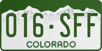 CO license plate 016SFF