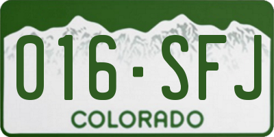 CO license plate 016SFJ