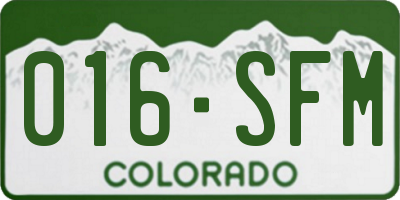 CO license plate 016SFM