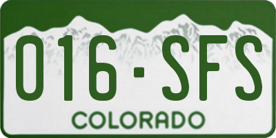 CO license plate 016SFS