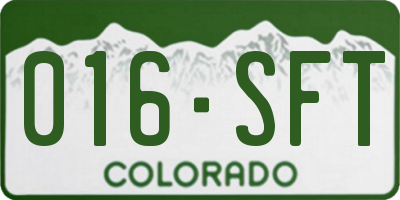 CO license plate 016SFT