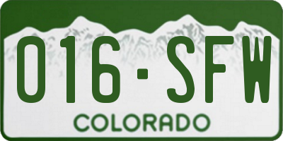 CO license plate 016SFW