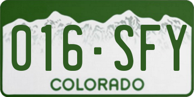 CO license plate 016SFY