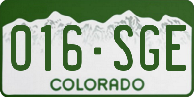 CO license plate 016SGE