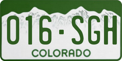 CO license plate 016SGH