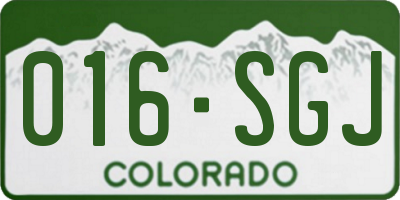 CO license plate 016SGJ