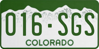 CO license plate 016SGS
