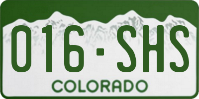 CO license plate 016SHS