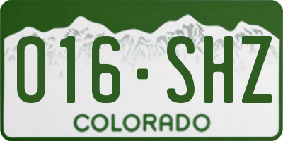 CO license plate 016SHZ
