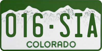 CO license plate 016SIA
