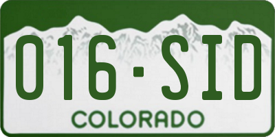 CO license plate 016SID