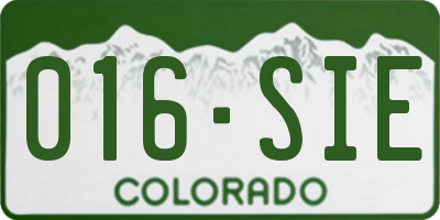 CO license plate 016SIE