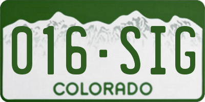CO license plate 016SIG