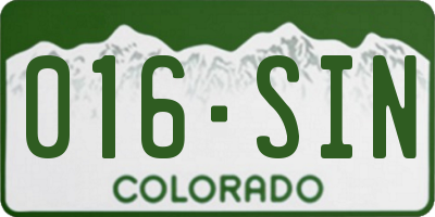 CO license plate 016SIN