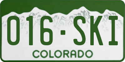 CO license plate 016SKI