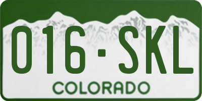 CO license plate 016SKL