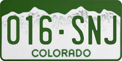 CO license plate 016SNJ