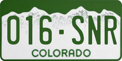 CO license plate 016SNR