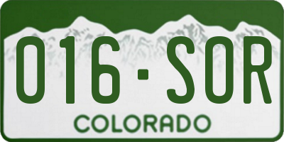 CO license plate 016SOR