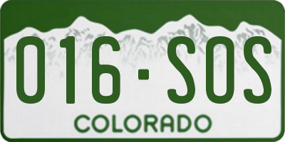 CO license plate 016SOS
