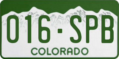 CO license plate 016SPB