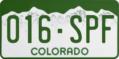 CO license plate 016SPF