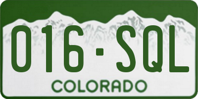 CO license plate 016SQL