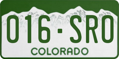 CO license plate 016SRO