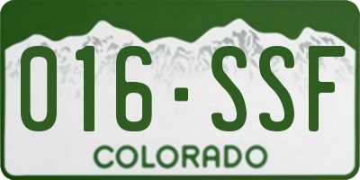 CO license plate 016SSF