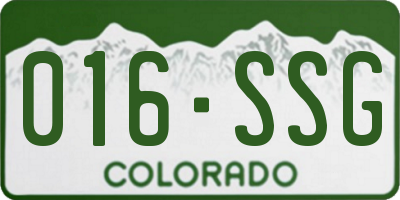 CO license plate 016SSG